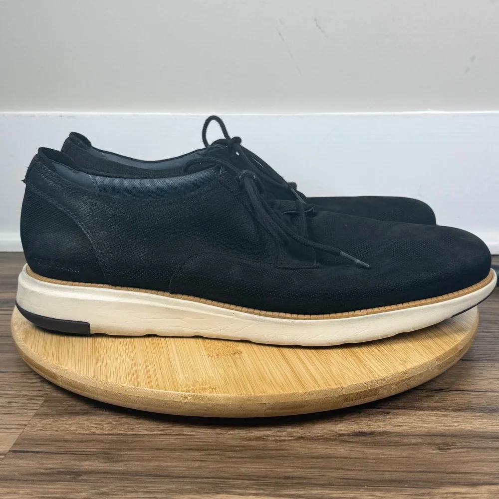 Cole Haan Grand 360 Oxford Men's 13 Black Perforated Nubuck Sneaker Hybrid Light